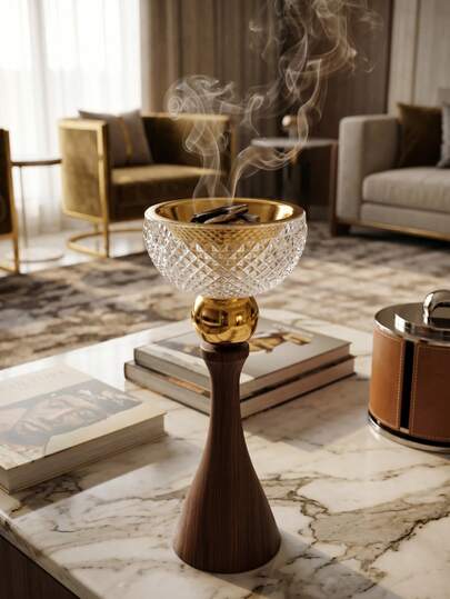 Elegant Crystal + Metal Incense Burner, Luxury Bakhoor Incense Holder, Heat-Resistant And Durable, Home Decor, Suitable For Majlis, Entryway, Living Room, Bedroom, Yoga Room, Exquisite Gift For Friends And Family, Fragrance Corner, Gift