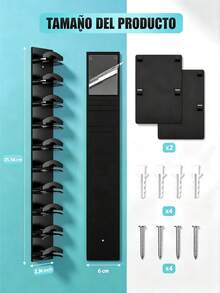 2-Piece Two-Tone Baseball Cap Holder Set, Portable Plastic Display Rack, Space-Saving, Wall-Mounted Cap Holder, Strong Adhesive, Adjustable For Doors And Cabinets, Holds Up To 9 Hats, Multi-Layer Cap Display Rack, Bedroom Closet And Cap Rack - Black - View 4