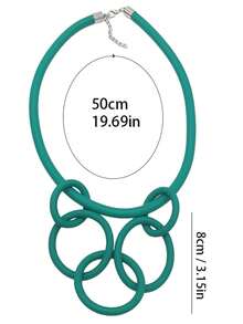 MARLIWOO 1pc Minimalist Interlocking Personalized Classic Round Geometric Exaggerated Handmade Fashion Necklace For Women - Multicolor - View 7
