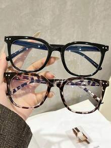 Black Transparent Square Geometric Full Frame Glasses, Suitable For Daily Wear, Office Work, Music Festivals, Dates And All Face Shapes - Multicolor - View 1