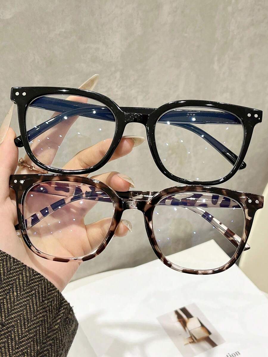 Black Transparent Square Geometric Full Frame Glasses, Suitable For Daily Wear, Office Work, Music Festivals, Dates And All Face Shapes - Multicolor - View 1