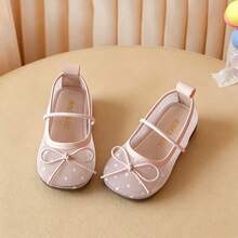 Toddler Girls Polka Dot Mesh Ballet Flats, Breathable Bow Mary Jane Shoes, Children's Daily Party Performance Soft Sole Non-Slip Flat Shoes - Pink - View 2