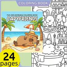 1 Cute Capybara Coloring Book, 24 Pages Thick Paper, Stress-Relieving Fashion Aesthetic Creation, Perfect For Adult Relaxation, Family Gatherings And Holiday Decor, Father's Day, Halloween, Christmas,Enhancing Creativity, Beautifully Designed - Single Piece - View 12
