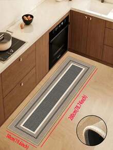 1pc Deep Gray Textured Pattern With Light Camel Color Accent Frame Kitchen Mat 3.5mm Soft Rubber Water-Absorbing Mat, Suitable For Kitchens, Bathrooms, Living Rooms, Outdoor Door Mats, Kitchen Rugs, Home Decor, And Toilet Mats. - Multicolor - View 16