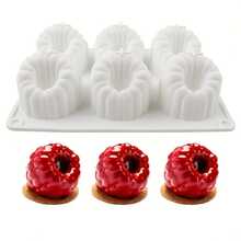 6 Large Raspberry Mousse Silicone Molds, French Dessert Cake Baking Molds - Multicolor - View 1