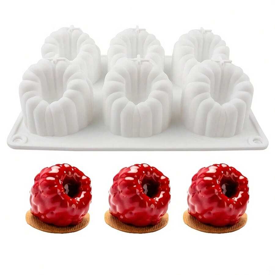 6 Large Raspberry Mousse Silicone Molds, French Dessert Cake Baking Molds - Multicolor - View 1