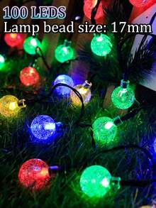 Solar LED String Light-20/50/100LED, 8 Lighting Modes, IP65 Waterproof Fairy Light, 5/7/12/22M, Outdoor Solar Crystal Ball Light String, Gardens, Courtyards, Camping, Weddings,Halloween,Parties,Festivals,Fences,Christmas Decorations, Holiday Wreaths - Solar-powered Crystal Ball Light String - View 14