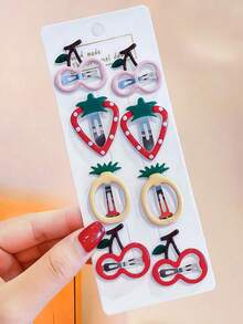 12pcs Cute Colorful Fruit-Shaped Hair Clips, Including Multiple Fruit-Themed Colors, Perfect Back To School Gift - Multicolor - View 3