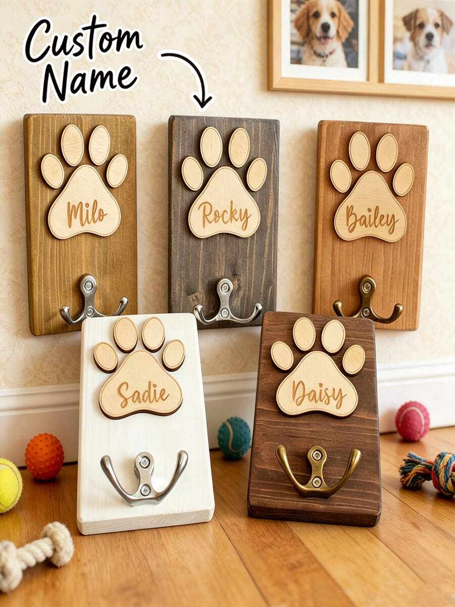 Personalized Dog Paw Coat Rack, Handmade Entryway Room Key Hook Decor, Customized Dog Paw Hook Ornament, Meaningful Pet Hook, Meaningful Gift Pendant Decor For Dog Lovers - Multicolor - View 1