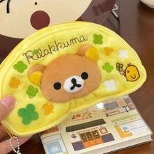 San-X Rilakkuma New Cute Relaxed Bear Pencil Case, Ins-Style Cute Girl Student Makeup Bag, Large Capacity Stationery Storage - Multicolor - View 8