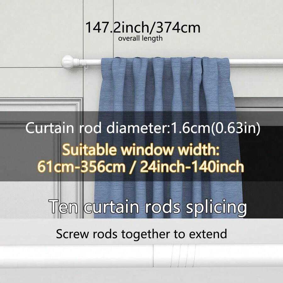 Decorative Rod Head - White, 147.2 Inches/374 cm - View 1