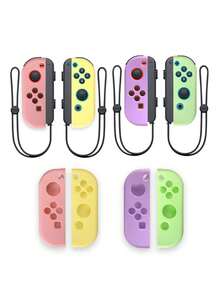 Ốp bảo vệ silicone cho tay cầm Joy-Con Switch, thiết kế phối màu, mềm chống trượt, chống bụi và kháng nước, vỏ bọc gamepad chống sốc dễ thương, tông màu pastel macaron, phụ kiện chơi game cầm tay cho Switch - Xem 4
