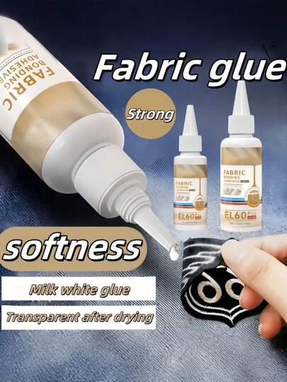Strong Washable Fabric Glue, Transparent Color-Changing Adhesive For Sewing, Crafts And Clothing Repair, Seamless Alternative With Precision Dispensing Nozzle, Clearly Fixes Soft Non-Woven Fabric