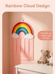 1pc Rainbow Cloud Hanging Hair Accessory Organizer, Suitable For Bedroom And Children's Room Decoration, Multi-Layer Independent Pockets For Neat Storage Of Scattered Hair Clips - Multicolor - View 6