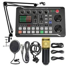 Set de equipo de podcast con micrófono inalámbrico profesional y tarjeta de sonido, interfaz de audio portátil, preamplificador de micrófono integrado todo en uno para estudio de podcast, diseño inalámbrico con carga USB, apto para grabación, transmisión en vivo, DJ y smartphone - Negro - Ver 3