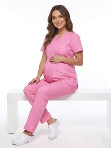 Uniforme Quirúrgico   Dulce    Microfibra    Plisado    Maternidad Embarazo - Rosa - Ver 2