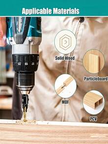 Adjustable Countersink Drill Bit Set, 5 Sizes #5/#6/#8/#10/#12 Hex Shank Wood Chamfer Drill Bits, Dual Purpose Drill & Countersink Bits For Solid Wood MDF Particleboard PVC - A - View 5