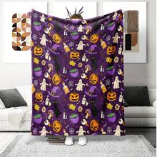 1pc Halloween Pumpkin Black Cat Ghost Witch Pattern Print - Spooky Cute Style - Soft Fluffy Throw Blanket - Microfiber - Multicolor - View 2