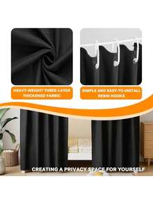 3 Pcs Blackout Bunk Bed Curtains 78.59" Thicken Dorm Room Privacy Dorm Room Loft Bed Curtains Bottom Canopy With Black Shading Coating Students Single Sleeper(-2Pcs Side+1 Pc Top Curtain) - Black-2pcs Side+1 Pc Top Curtain - View 3