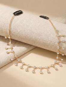 XYHEALER Rhinestone Crystal Forehead Chain Bohemian Tassel Hair Chain Bridal Wedding Hair Accessories Hair Clip For Women And Girls - Multicolor - View 7