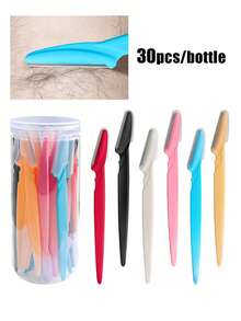 30/24/20/12/6/3/1件多功能眉毛修剪器 多功能刮毛工具 除毛工具 女用臉部美容刮毛器，附防水透明化妝包，適合女性旅行用眉毛修剪刮毛器，去除多餘毛髮使肌膚光滑，塑膠修眉刮毛器附蓋，適用於美髮沙龍美容旅行必需品，可用於眉毛、身體與臉部 - 彩色 - 查看 7