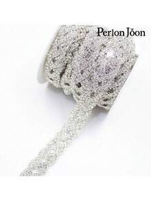 1 Yard Shiny Crystal Woven Ribbon With Rhinestones And Silver Chain, Suitable For Bridal Wedding Dress Shoe Decoration Accessories - 1 Yard/36 Inches - View 8