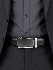 CAMEL CROWN Men's Automatic Buckle Belt, Simple And Versatile Trouser Belt - Black - View 1