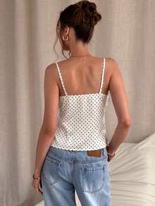 Sommer sexy Spitze Patchwork Satin Design Trägerhemd, lässig locker geschnittenes ärmelloses Top zum Überziehen in Weiß - Weiss - Übersicht 11