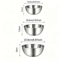 (1pc/3pcs)Stainless Steel Rolled Rim Mixing Bowls, Multi-Size Stackable Kitchen Bowls For Baking, Mixing And Food Prep, Durable Cooking Storage Bowls, Ideal Kitchen Gadget, Christmas Gift - View 10
