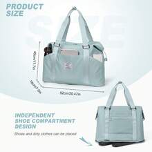 30L Large Capacity Travel Bag, Durable Waterproof Nylon Material, Lightweight Travel Bag Shoulder Bag Tote Bag, Multiple Compartments And Pockets, Built-In Dry/Wet Separation Bag, Independent Shoe Compartment, Suitable For Outdoor Camping Travel, Short Weekend Trips, Outdoor Commuting, Unisex, Available In Small And Large Sizes - Multicolor - View 3