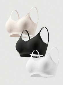 3pcs/Set Seamless Cross-Back Sports Bra For Teen Girls, Backless Design, Comfortable & Minimalist, Suitable For 13-16 Years Old - Multicolor - View 4