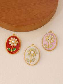 1pc Stainless Steel Flower Pendant 18K Gold Plated Pendant For DIY Jewelry Making Accessories - Pendants - View 1