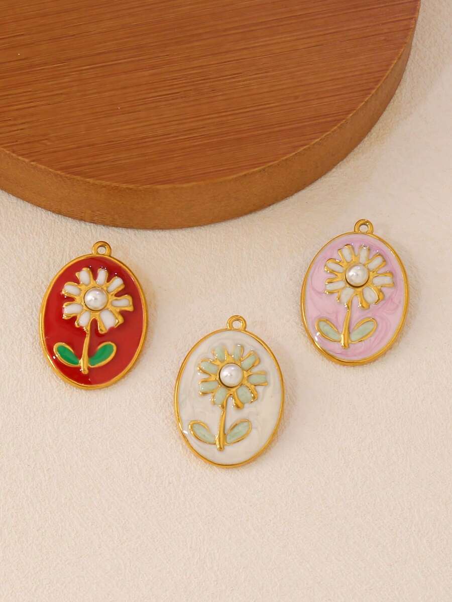 1pc Stainless Steel Flower Pendant 18K Gold Plated Pendant For DIY Jewelry Making Accessories - Pendants - View 1