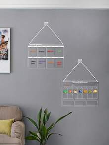 Transparent Acrylic Wall-Mounted Planning Board Set, Weekly / Recipe / Monthly Planner 3 Options, Erasable Reusable Whiteboard With Markers, Hooks And Hanging Rope, Back To School - Multicolor - View 3