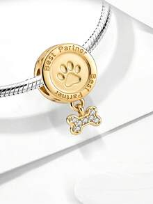 1pc Fashion 925 Sterling Silver Cute Dog Paw Bowl Pendant, Suitable For Women's Bracelet DIY Jewelry Making - Style 3 - View 2