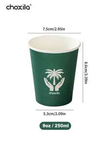 choxila 25/50/100 buah Gelas Kertas Sekali Pakai 9oz, Motif Pohon Palem, Gelas Pesta Hijau, Cocok Untuk Minuman Panas/Dingin, Hari Nasional Saudi, Pesta, Rumah, Kantor, dan Penggunaan Sehari-hari - Hijau - View 7