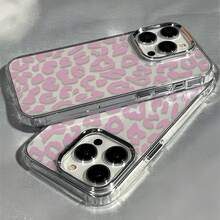 1件金屬透明個性化甜酷粉色豹紋手機殼，適用於 iPhone 16 Pro Max/17/16/15/14 Plus/13/12/11 保護殼 Air - 彩色 - 查看 4