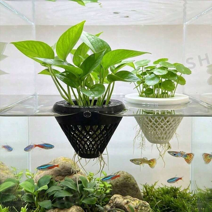 1 buah Pot Tanaman Terapung untuk Akuarium, Pot Tanaman Hidroponik Gantung, Cocok untuk Pemurnian Air Akuarium Ikan Air Tawar dan Aksesori Dekoratif