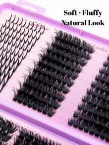 1box/2boxes Flare False Eyelashes Set With Ultra-Dense, Waterproof, Long-Lasting Lashes, Velure, Fairy, Flora, 100D120D150D, Hybrid Volume Look, Beginner-Friendly,Includes Lash Glue, Tweezers,For Wedding, Birthday,Graduate,Travel,Christmas - 紫色 - 查看 7