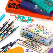 36/24/12 Farben Stoffmarker Stifte Set - Stoffdekoration Set - Unlöschbare und permanente Stofffarbe - Textilmarker Stift Schulanfang - Verschiedenfarbig - Übersicht 11