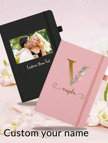 1 Pieza Cuaderno Personalizado, Cuaderno Rosa Personalizado para Mujeres, Cuaderno de Diario A5 Personalizable con Nombre/Logo/Texto/Imagen Personal, 5.7"X8.3" 200 Páginas, Colores Rosa&Negro para Elegir, Cuaderno de Escritura de Doble Cara con Divisores. - Rosa - Ver 11