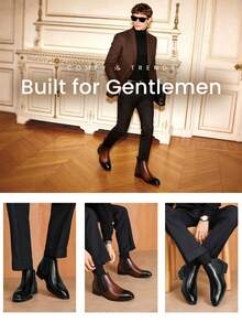 Mioeert Men's Chelsea Boots - Men's Business Square Toe Mid-Calf Dress Boots, Square Toe Ankle Boots, Suitable For Daily Business, Wedding Occasions - Black - View 6