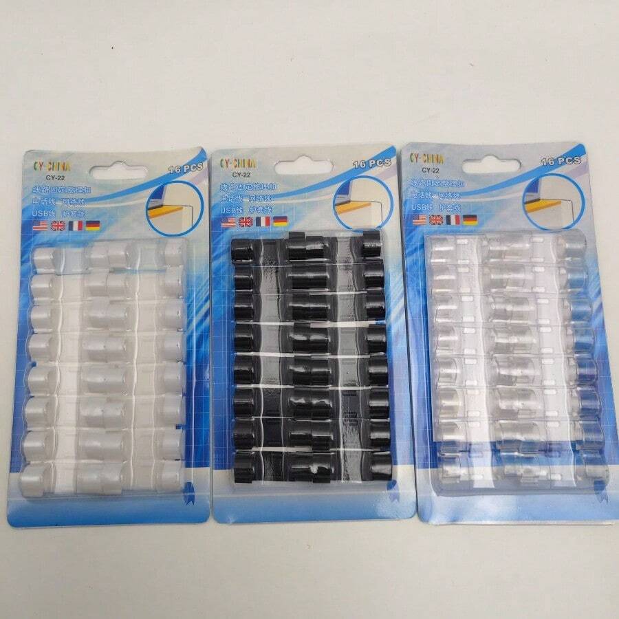16/20件組 手機車用充電數據線收納夾,集線器夾,電腦耳機線理線器,床頭桌面理線收納 - 大號(16)白色 - 查看 1