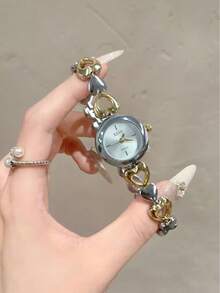 Xsvo Kids Minimalist Fashion Quartz Watch, Rhinestone Dial With Steel Band, Suitable For Birthday Gift, Year-End, Cyber Monday, 1pc/Set - Gold - View 12