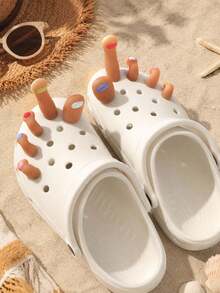 10pcs Realistic Colorful Toenail Shoe Charms, Fun DIY Decoration, Suitable For Sandals, Slippers, Beach Shoes, Garden Clogs - Orange - View 1