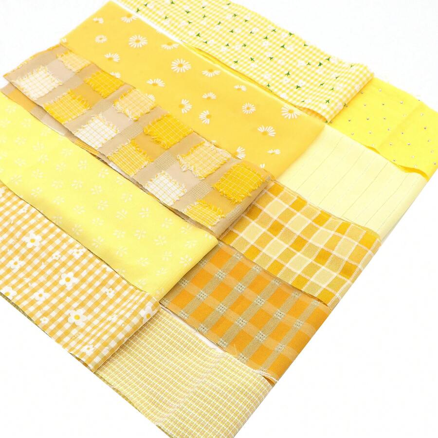 10Pcs Yellow Series Precut Fabric Strips Bundle Fabric Jelly Roll, Material Assorted For Quilting DIY, Handicrafts Sewing, Rugs, Home Decoration, Hair Bows, Patchwork Making - Default - View 1
