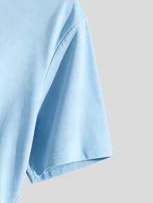 100% Cotton Crop Top T-Shirt With Gothic Lettering Foul Mouthed  , On Wooden Hanger, Glasses, Blue Jeans, Indoor Staircase, Vacation Outfitswomen - 淺藍色 - 查看 6