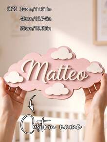 Personalized Cloud 3D Wooden Name Decor For Newborn Parents And Children's Room, Modern Nordic Nursery Wall Art, Rounded Edges Room Decoration - Black - View 4