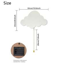 1pc Cloud-Shaped Bedroom Wall Light, Wooden Cloud Hanging Night Light, Battery Powered For Children's Bedroom - White - View 7