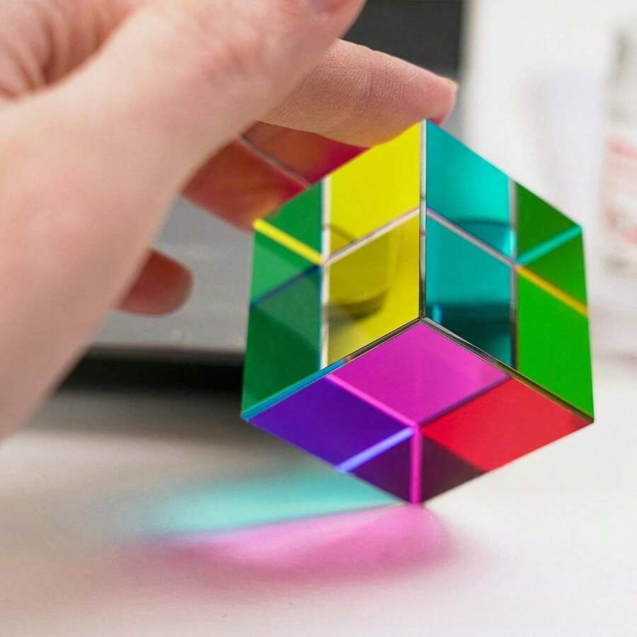 Optical Glass X-Cube Birefringent Cube: RGB Combination Separation Prism, Educational Gift, Classroom Physics Experiment, Suitable For Ages 14 And Up